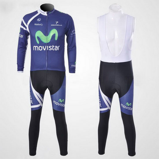 2011 Maillot Movistar Tirantes Mangas Largas Azul